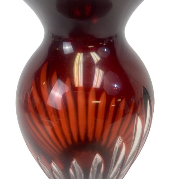 Vintage Crystal Ruby Red Cut to Clear Bud Vase Home Decor 1940's 5" Tall - Picture 4 of 7